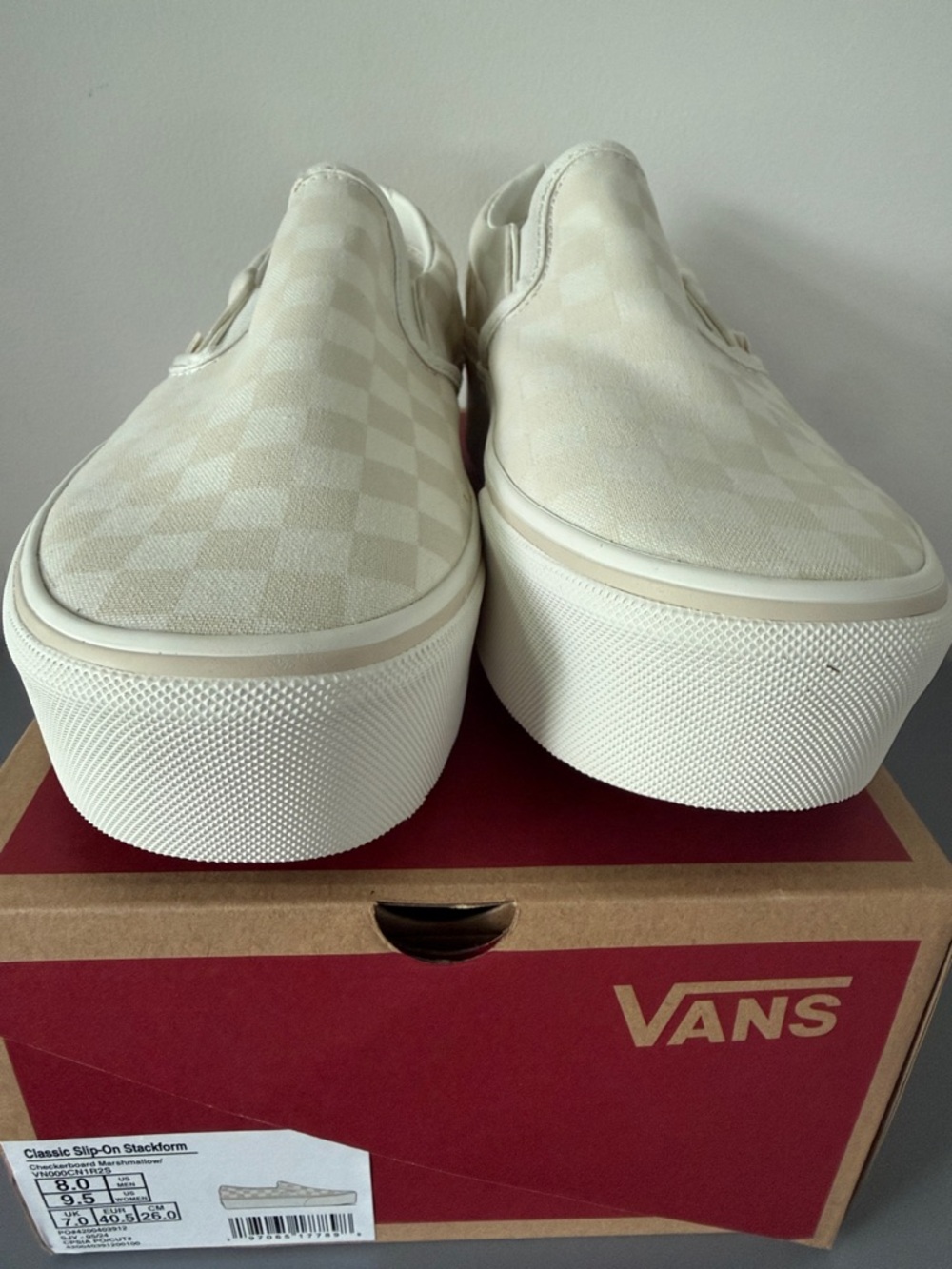 Vans Slip-On Platform Sneakers in Cream Check